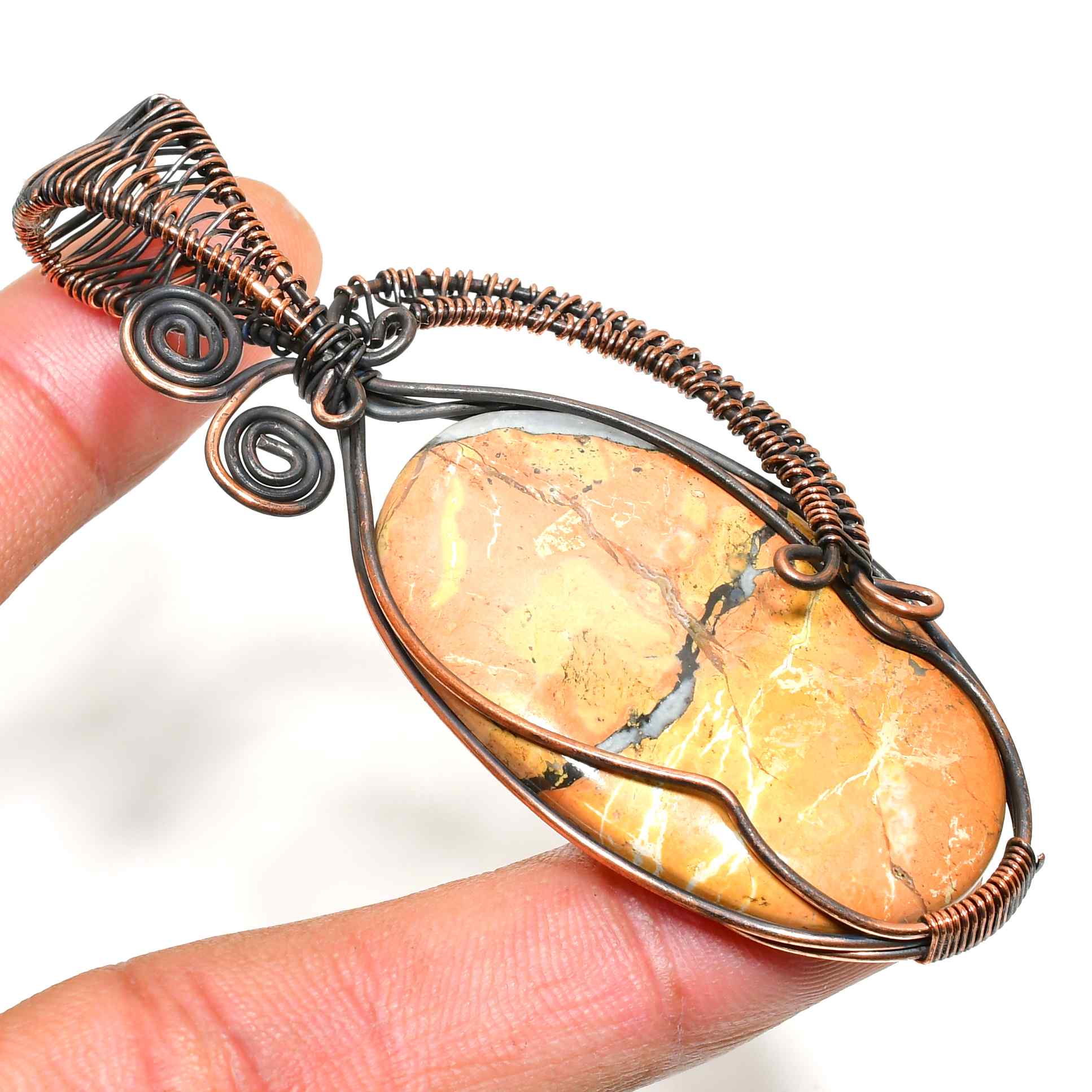 Terra’s Embrace – Copper-Wrapped Earthstone Pendant