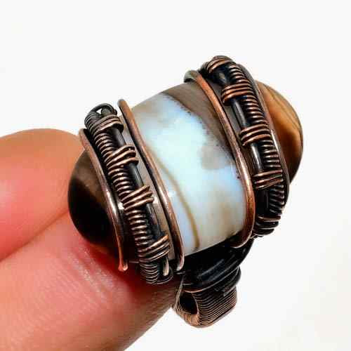 Mountain’s Embrace – Agate & Oxidized Copper Ring