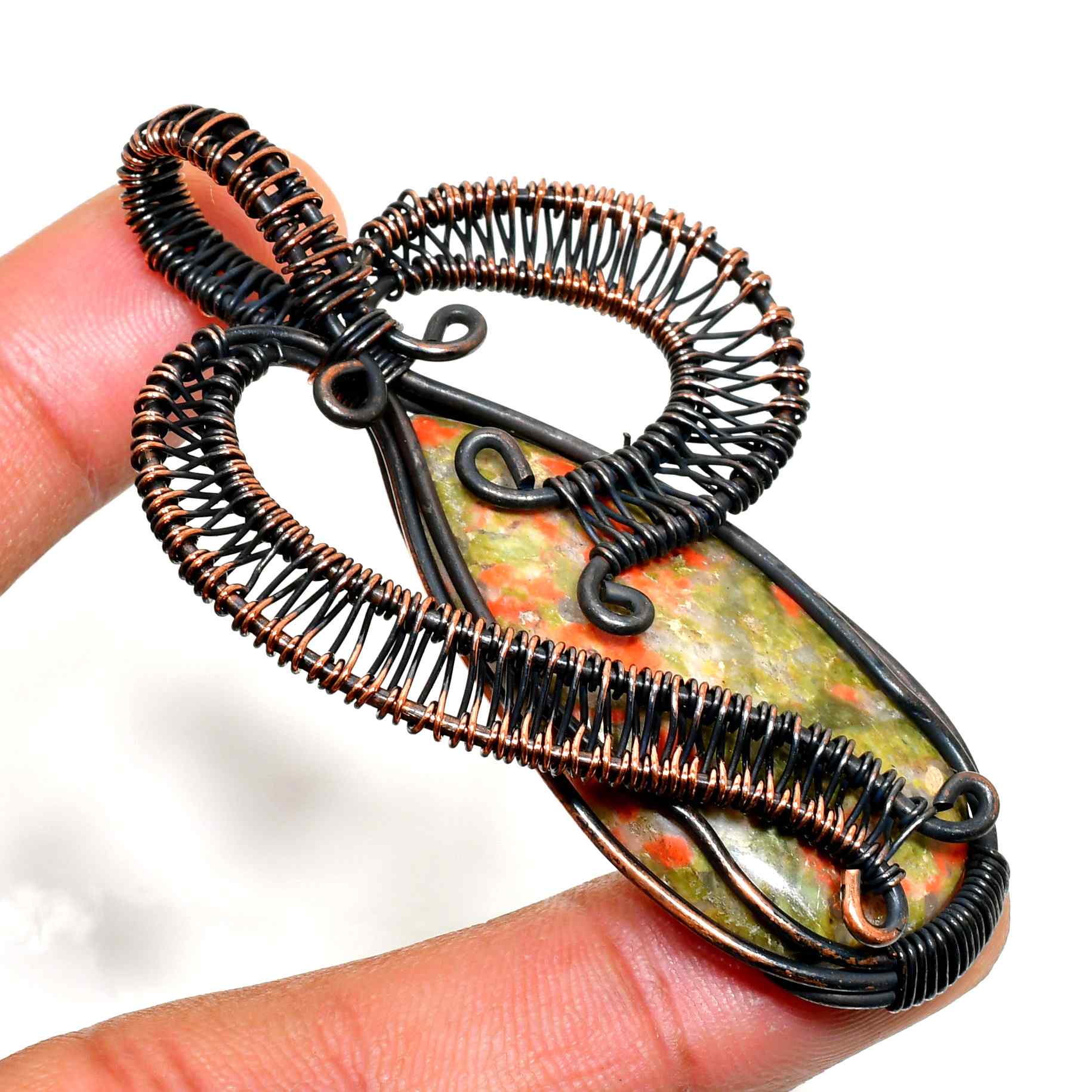 Gaia’s Harmony – Unakite Copper Pendant