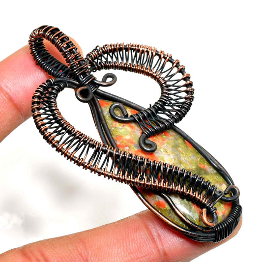Gaia’s Harmony – Unakite Copper Pendant