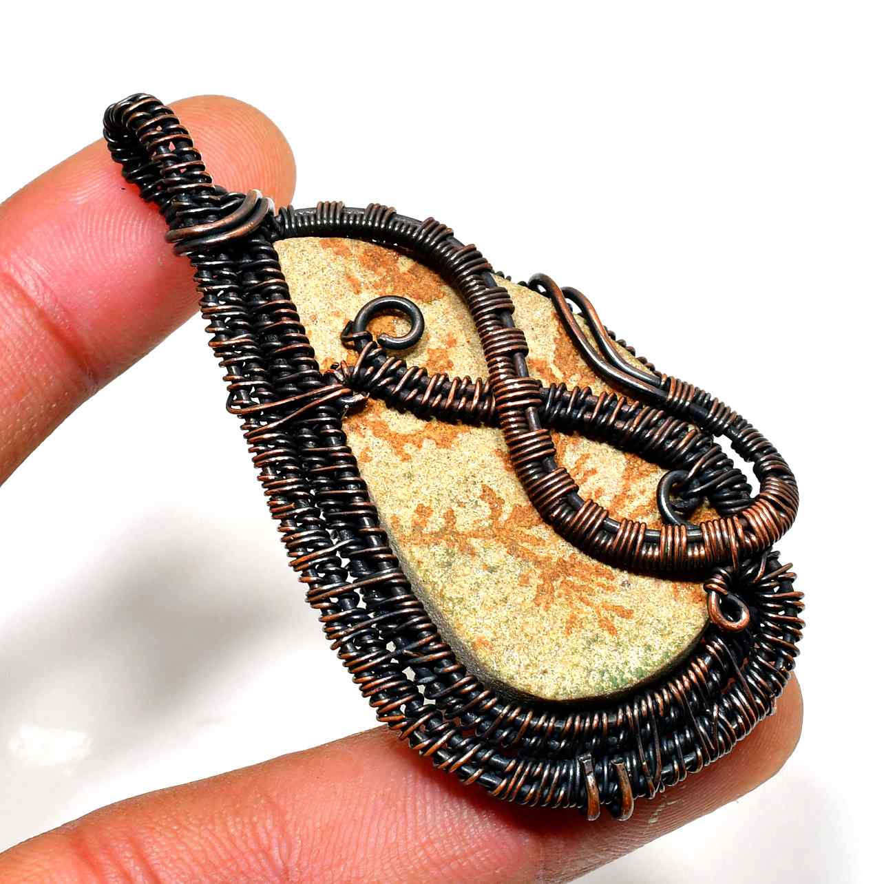 Nature’s Whisper – Copper-Wrapped Grounding Stone Pendant