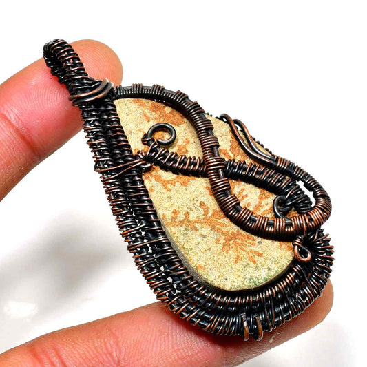 Nature’s Whisper – Copper-Wrapped Grounding Stone Pendant