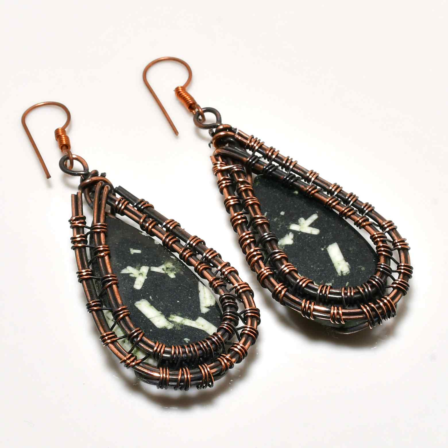 Earthsong – Oxidized Copper & Natural Stone Earrings