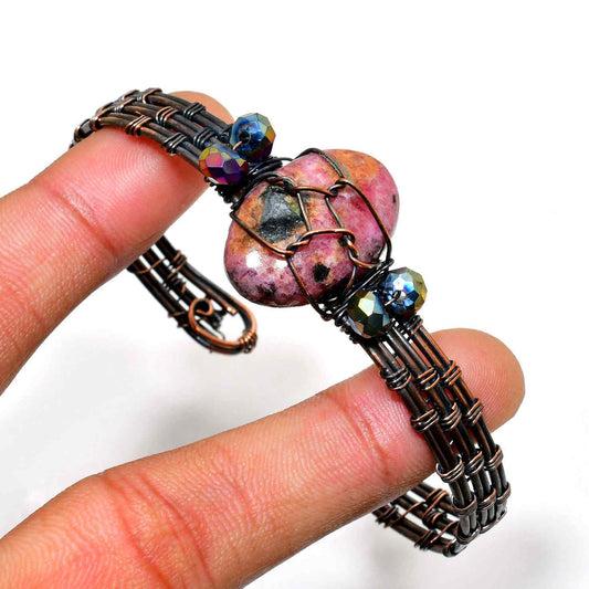 Heart’s Harmony – Rhodonite Copper Bracelet