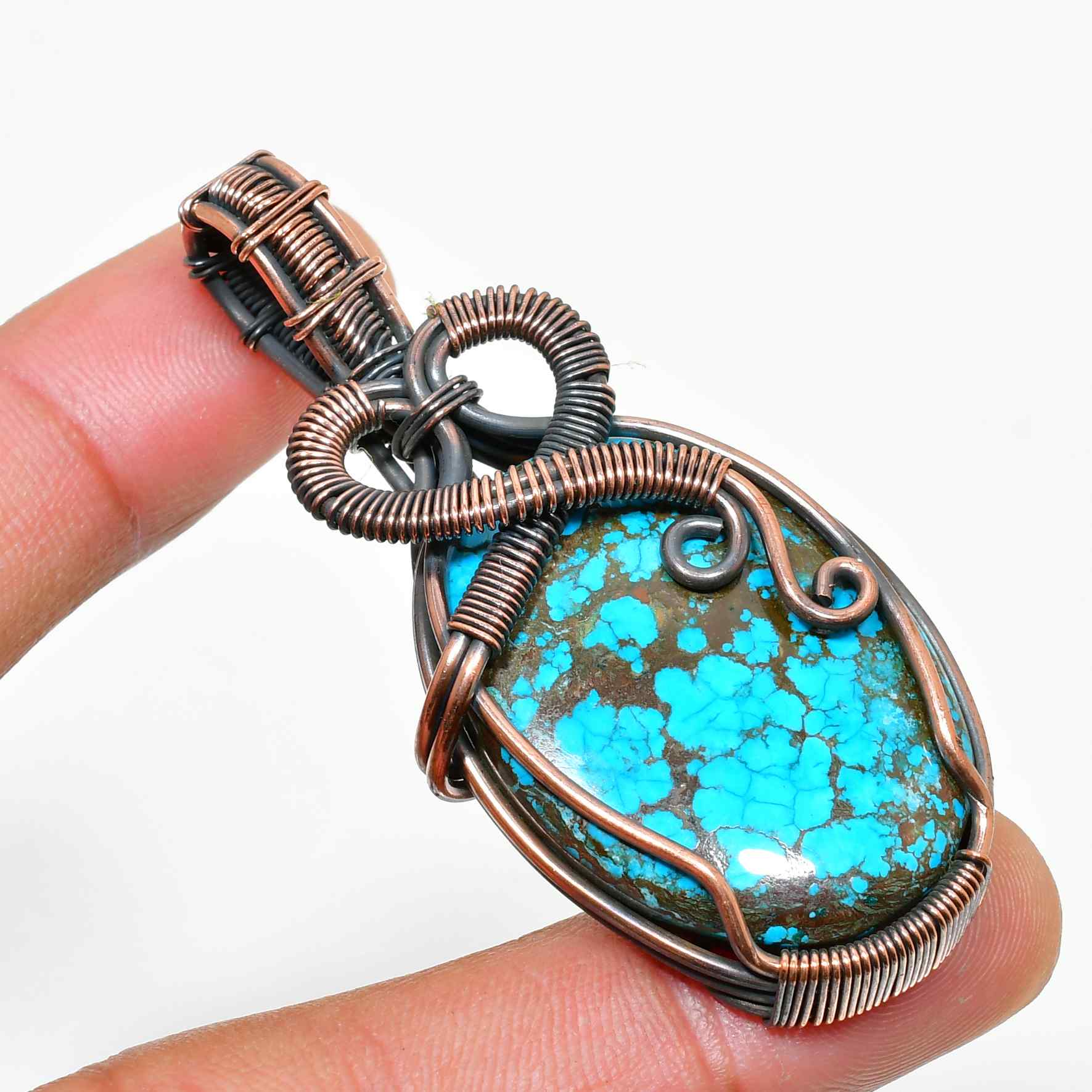 Tranquil Tides – Turquoise & Copper Pendant