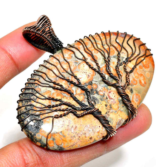 Nature’s Embrace – Hand-Wrapped Jasper & Oxidized Copper Pendant