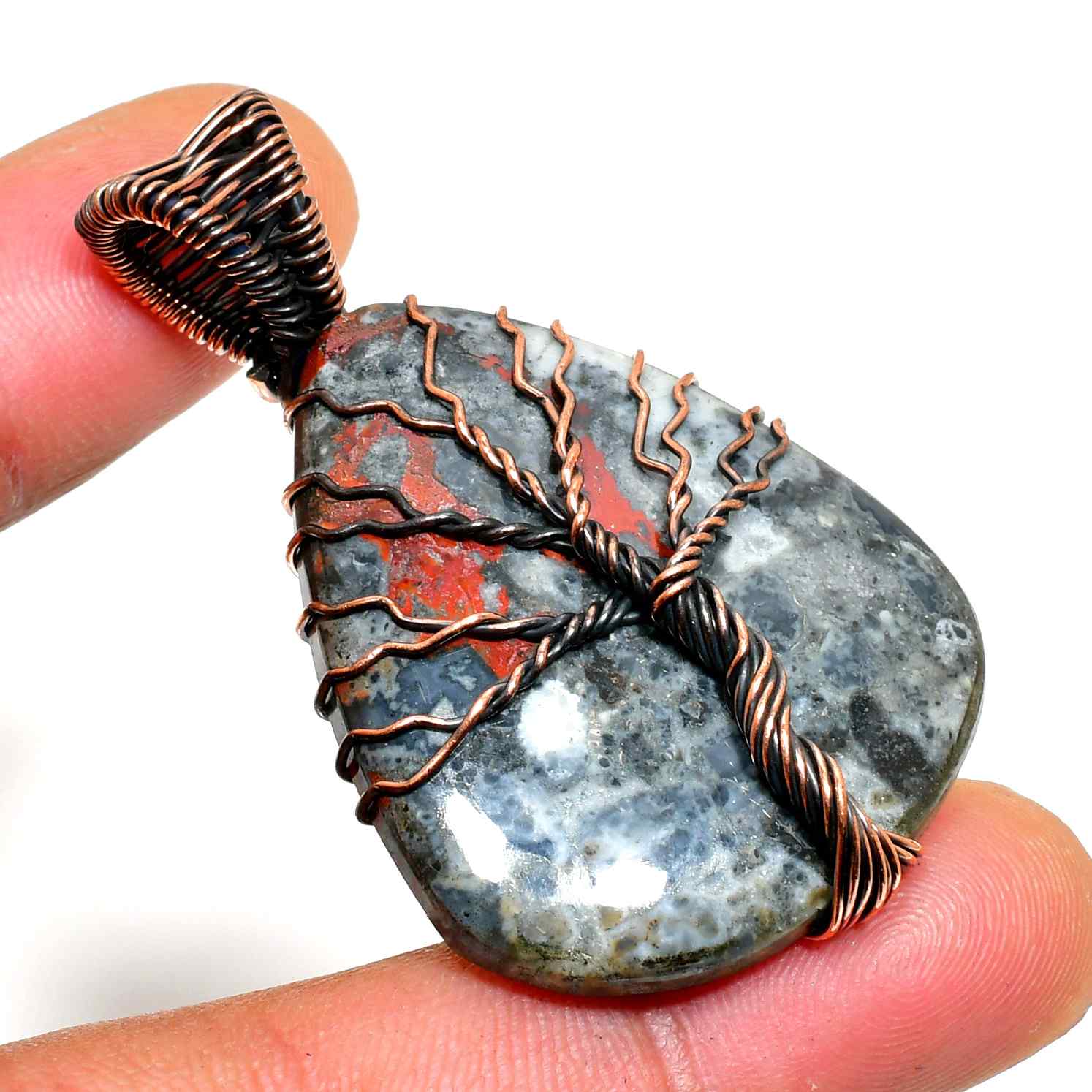 Earth’s Embrace – Tree of Life Copper & Natural Stone Pendant
