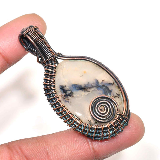 Gaia’s Embrace – Antique Copper Agate Pendant