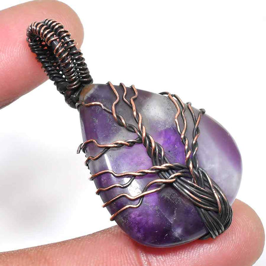 Ezra’s Veil – Mystic Amethyst Copper Pendant