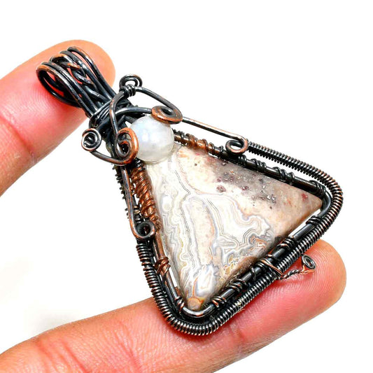 Gaia’s Embrace – Oxidized Copper Agate Pendant