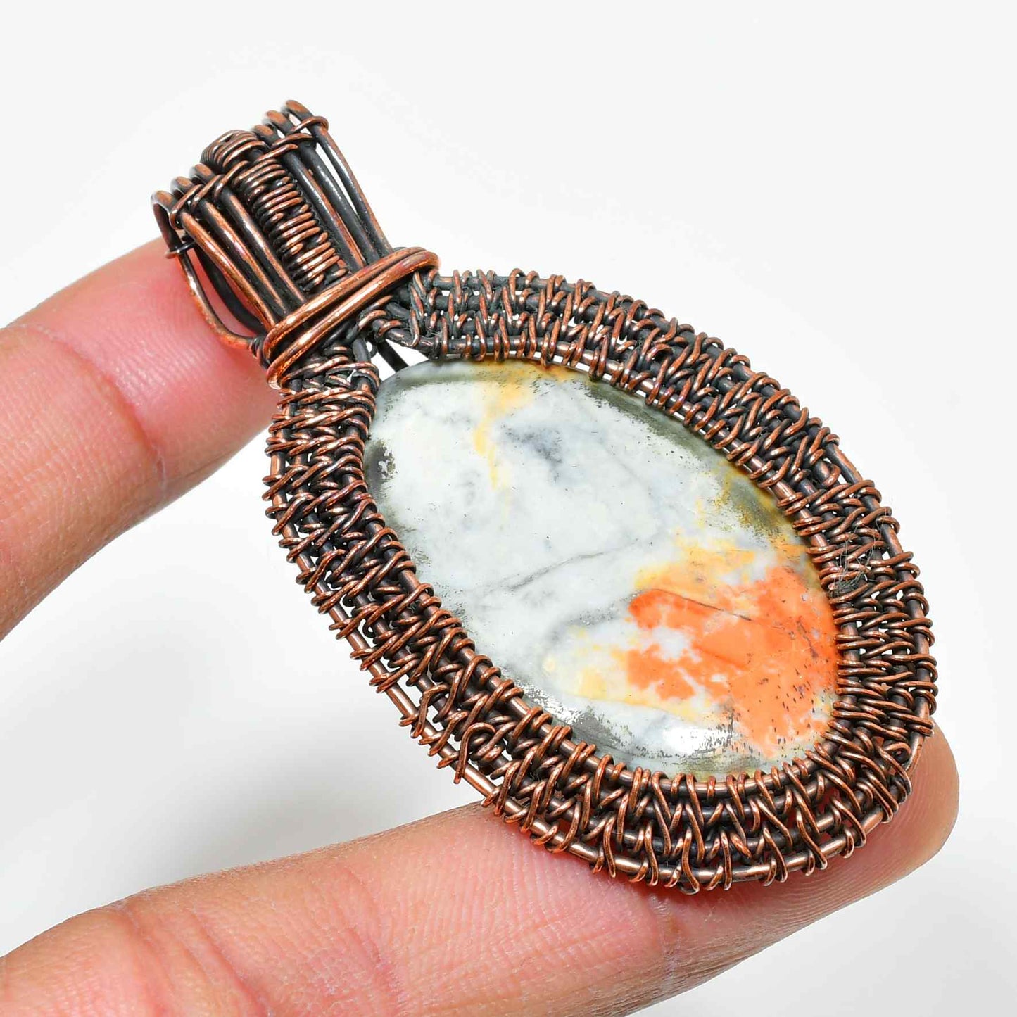 Terra’s Whisper – Oxidized Copper Stone Pendant