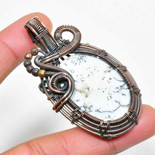 Gaia’s Embrace – Natural Stone & Copper Pendant