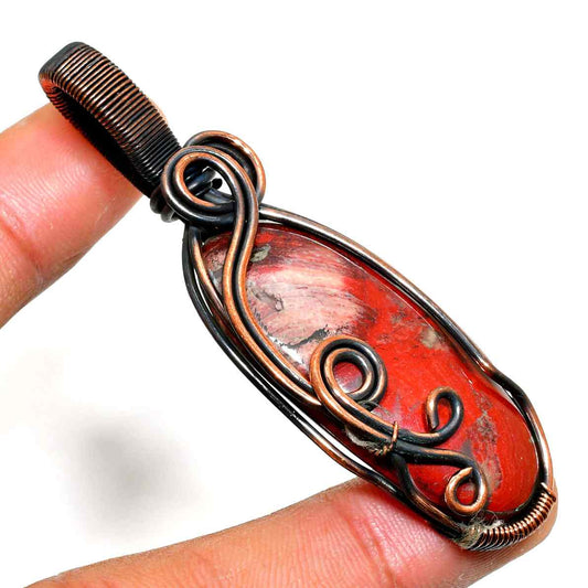 Ember Shield – Red Jasper Copper Pendant