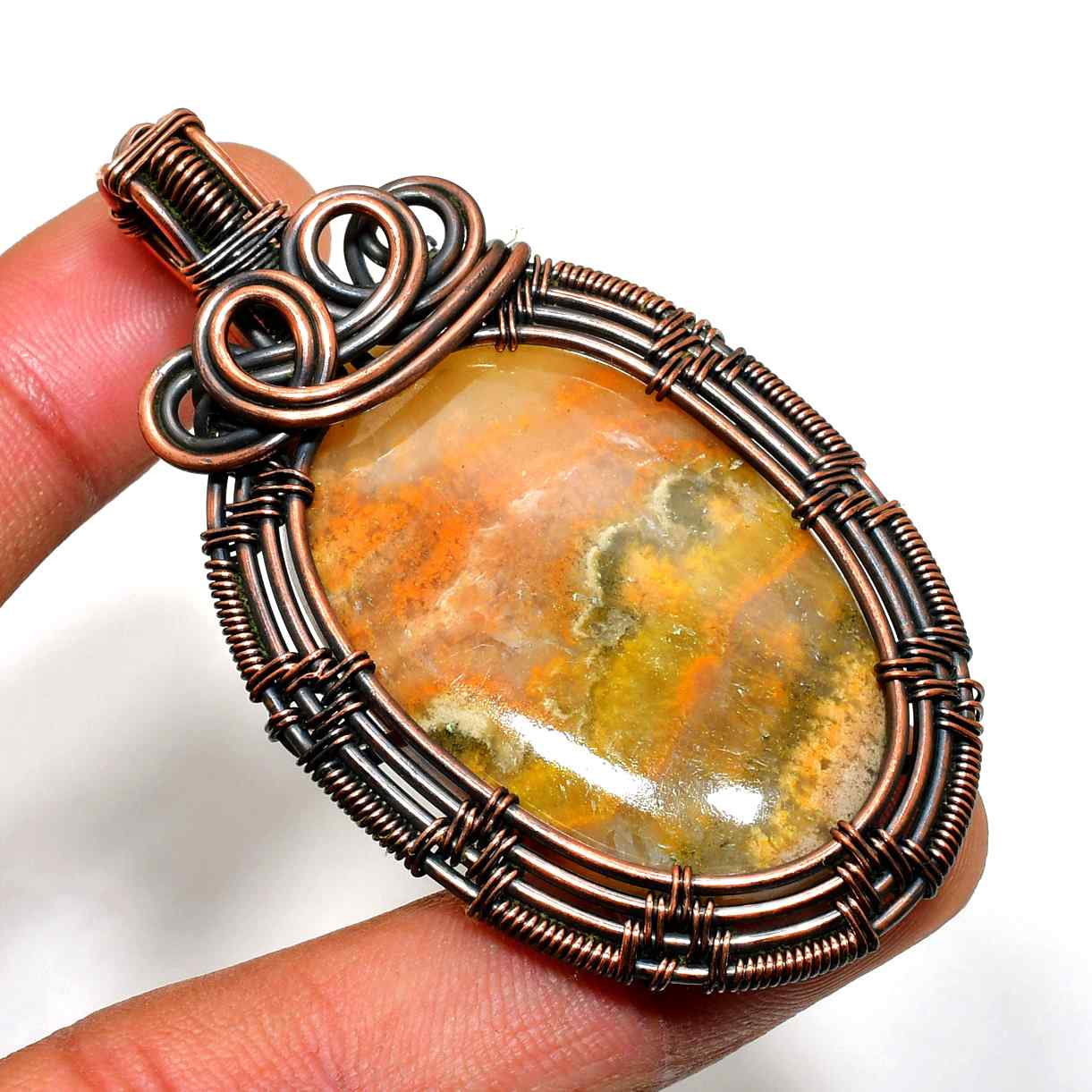 Gaia’s Harmony – Oxidized Copper Agate Pendant