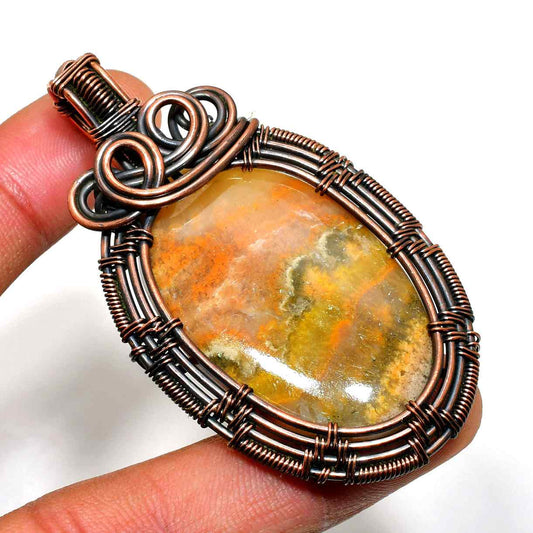 Gaia’s Harmony – Oxidized Copper Agate Pendant
