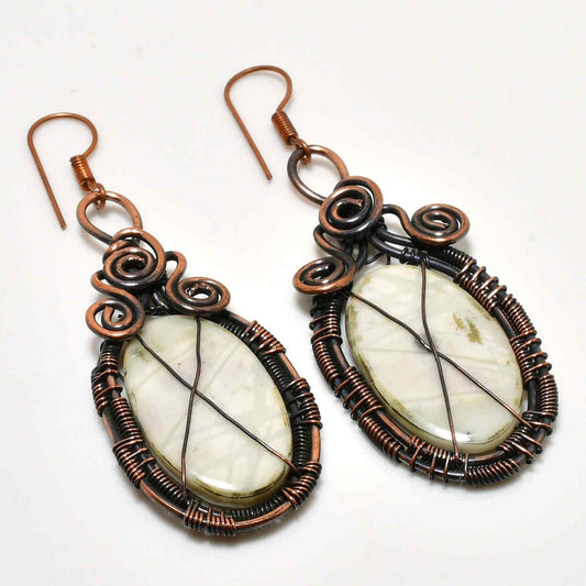 Gaia’s Harmony – Copper-Wrapped Natural Stone Earrings