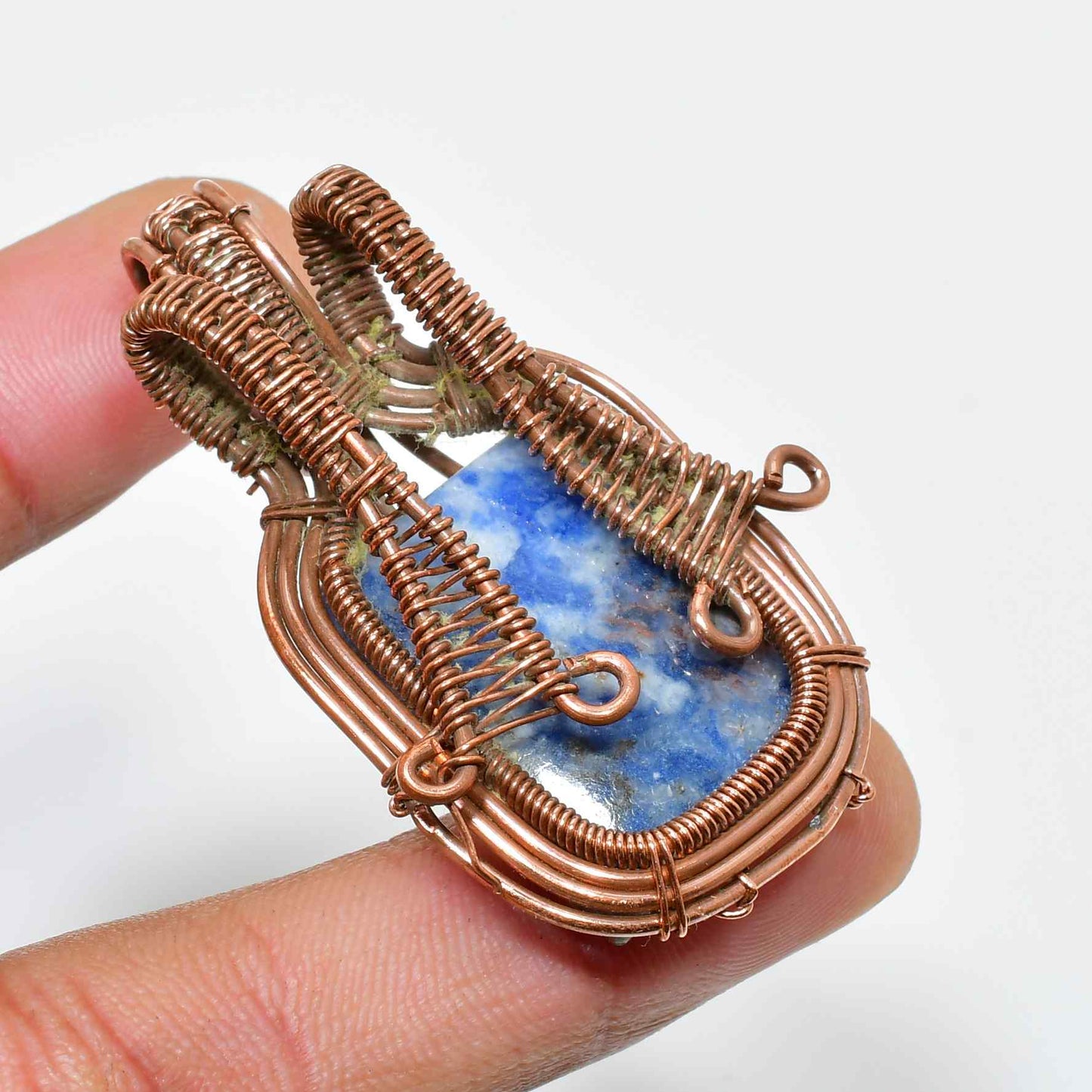 Selene’s Serenity – Copper-Wrapped Lapis Lazuli Pendant