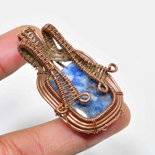 Selene’s Serenity – Copper-Wrapped Lapis Lazuli Pendant
