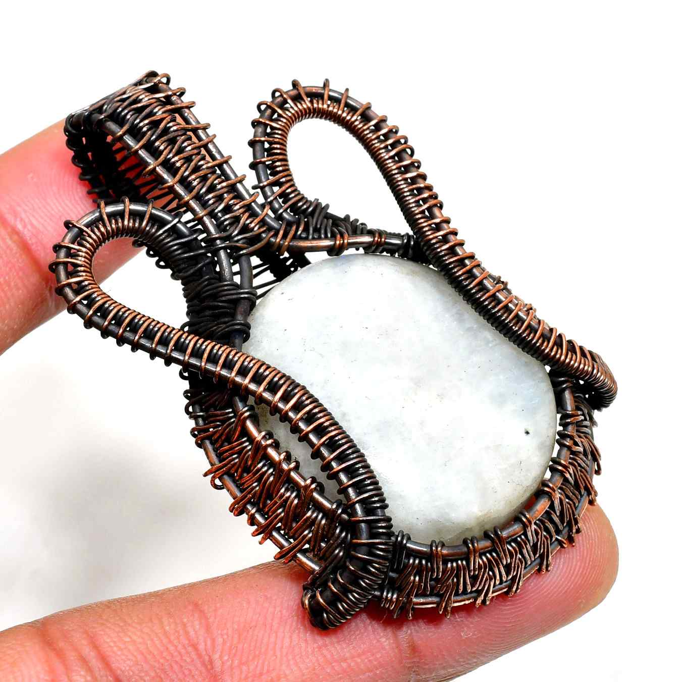 Ember’s Embrace – Moonstone & Copper Pendant