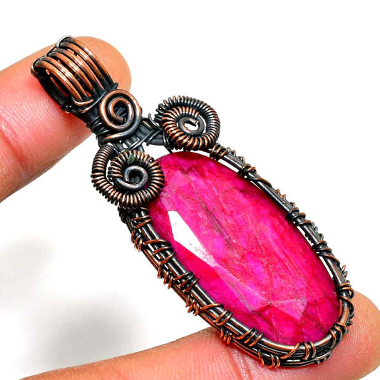 Ruby’s Embrace – Oxidized Copper Ruby Pendant