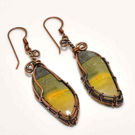 Seraphine Harmony – Copper & Gemstone Drop Earrings