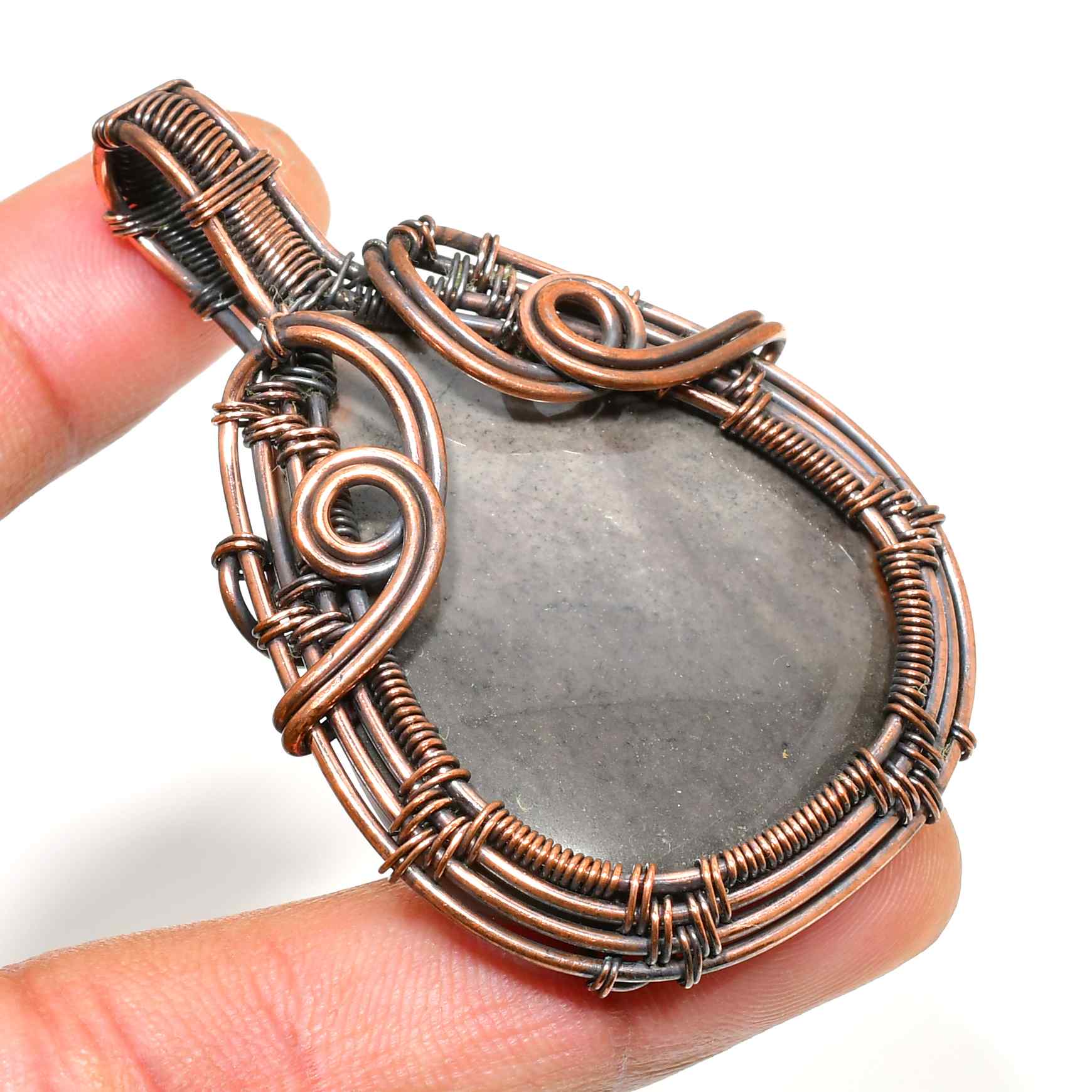 Ember’s Grace – Opaque Gemstone & Copper Pendant
