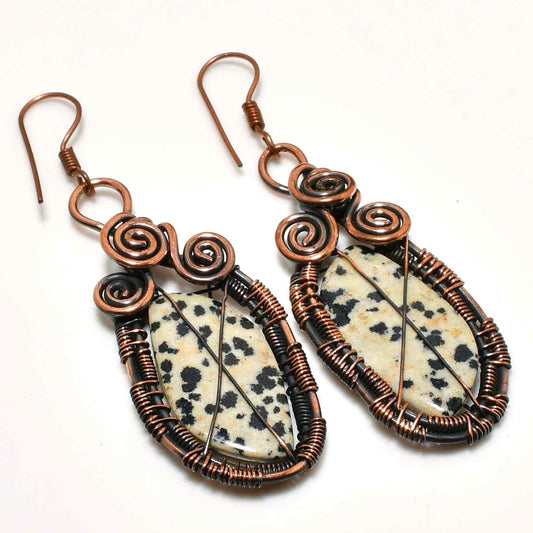 Isla’s Spots – Dalmatian Jasper Copper Earrings