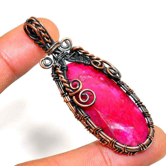 Ruby Embrace – Dark Copper Ruby Pendant