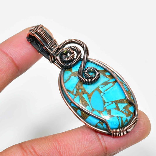 Azure Harmony – Turquoise Copper Pendant