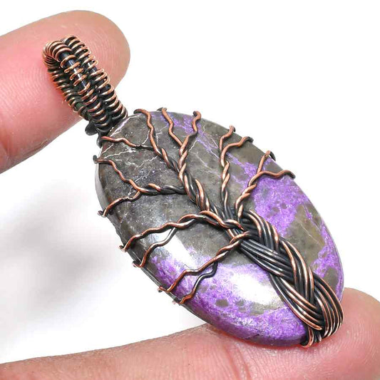 Ezra’s Veil – Mystic Amethyst & Oxidized Copper Pendant
