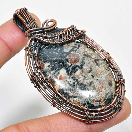 Echo’s Embrace – Oxidized Copper & Natural Stone Pendant
