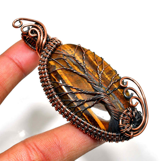 Ember’s Heart – Tiger’s Eye Copper Pendant