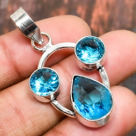 Ocean Serenity – Aqua Aura Sterling Silver Pendant