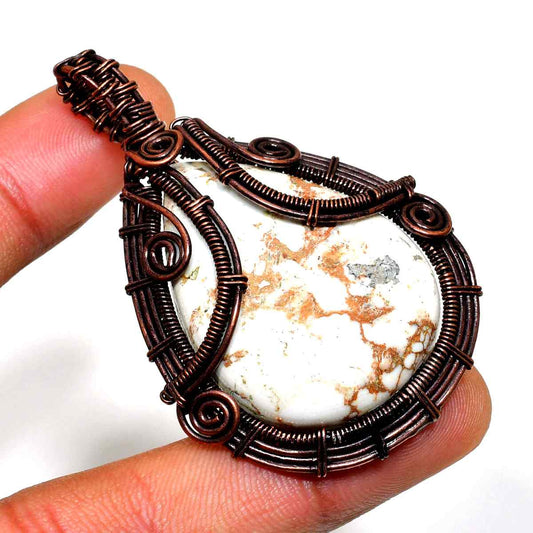 Terra’s Embrace – White Stone Copper Pendant