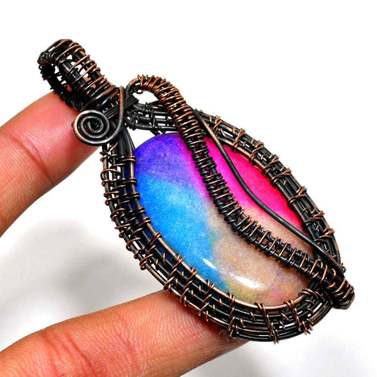 Spectrum Serenade – Multi-Colored Gem & Black Wire Pendant