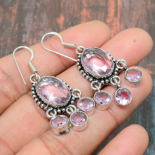 Harmony’s Embrace – Rose Quartz Sterling Silver Earrings