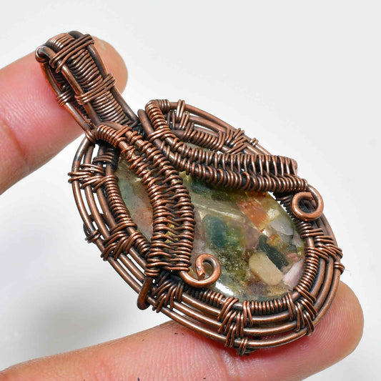 Terra’s Harmony – Oxidized Copper & Natural Stone Pendant