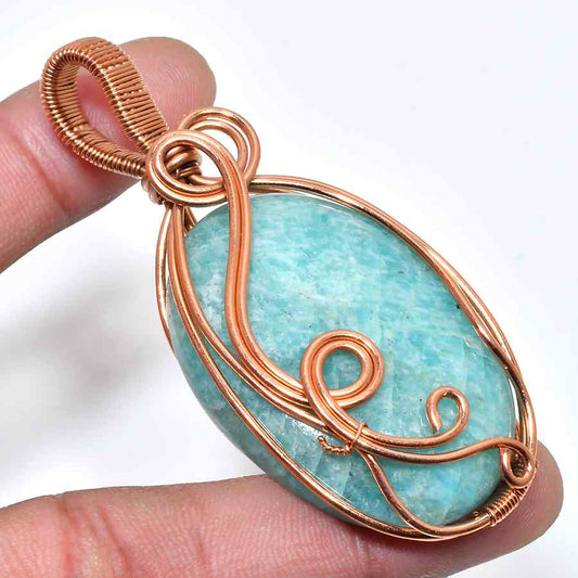 Serenity’s Embrace – Amazonite Copper Pendant
