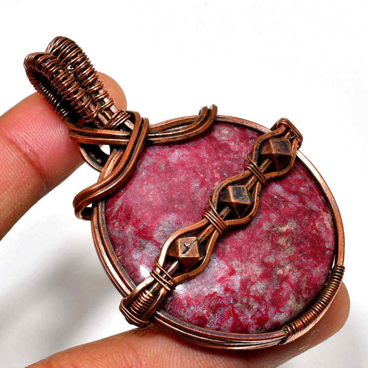 Harmony’s Embrace – Rhodonite Copper Pendant
