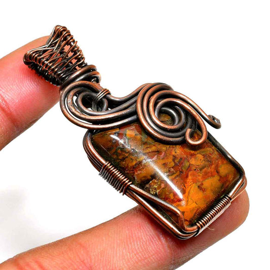 Ember’s Embrace – Amber & Copper Pendant
