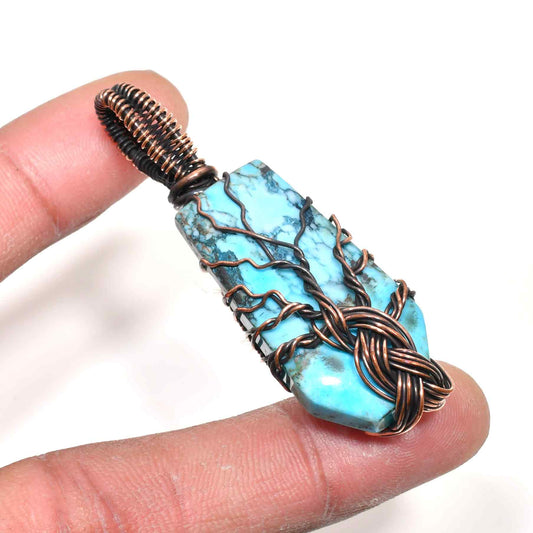 Serene Grove – Turquoise Copper Tree of Life Pendant