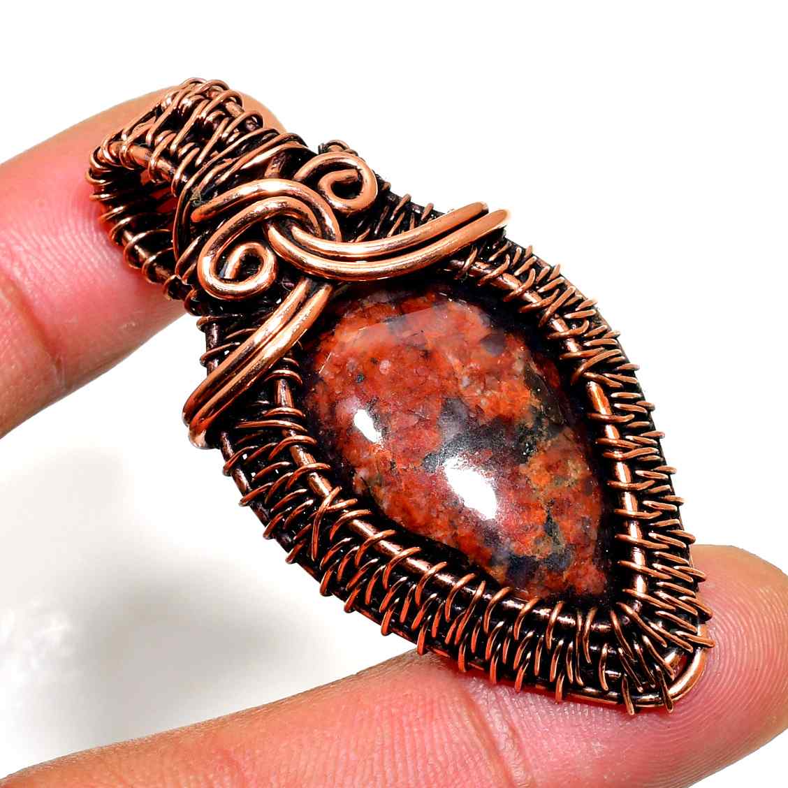 Ember’s Embrace – Jasper Copper Pendant