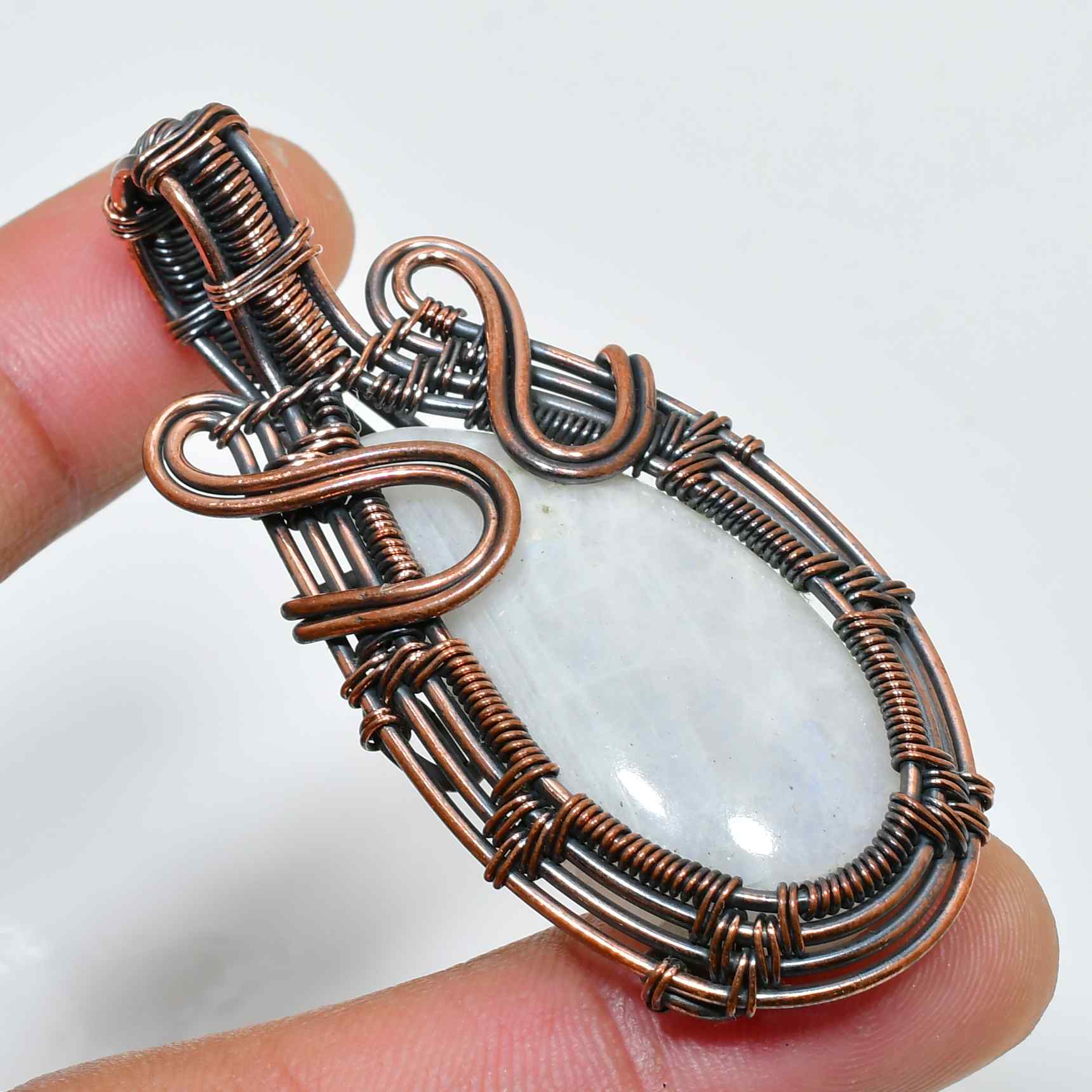 Selene’s Whisper – Moonstone Copper Pendant