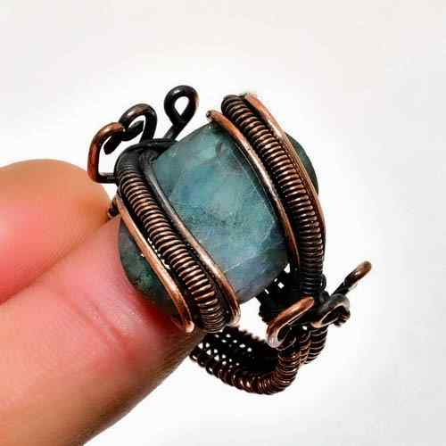 Ocean’s Embrace – Aquamarine Copper Ring