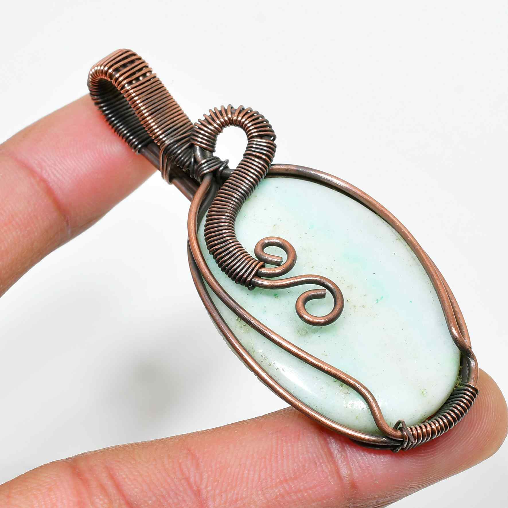 Elara’s Balance – Jade & Oxidized Copper Pendant