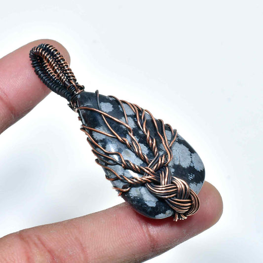 Night’s Embrace – Obsidian Copper Pendant