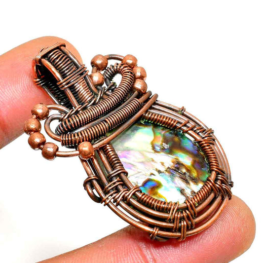 Ocean’s Embrace – Abalone Copper Pendant
