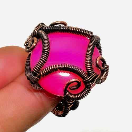 Aurora’s Embrace – Pink Opal Copper Ring