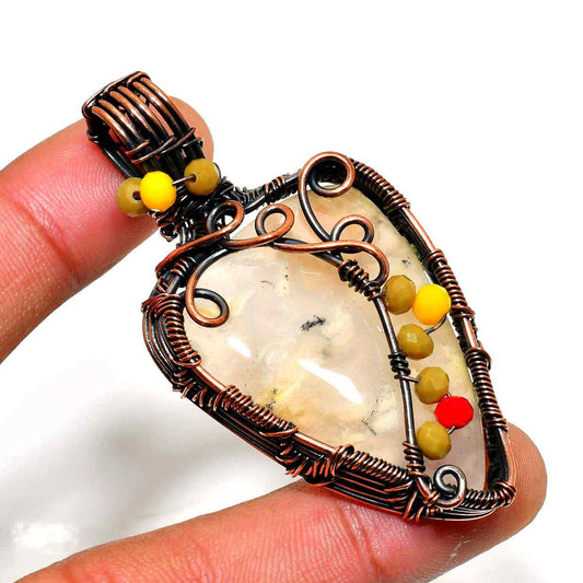 Celestial Embrace – Copper & Crystal Pendant
