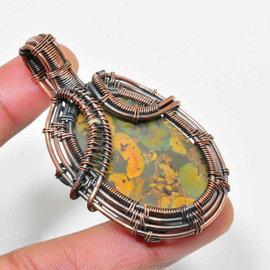 Grounded Grace – Jasper Copper Wire Pendant